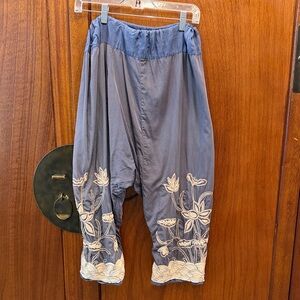 Magnolia Pearl Blue Floral Embroidered Pants